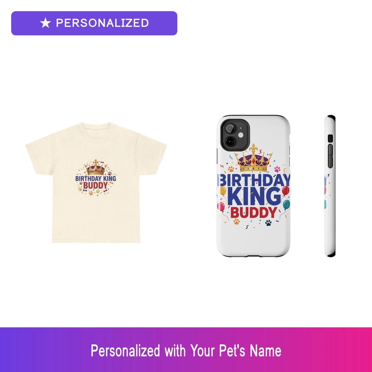 Custom Pet Birthday Gift Set Shirt Phone Case Personalized Name Bundle