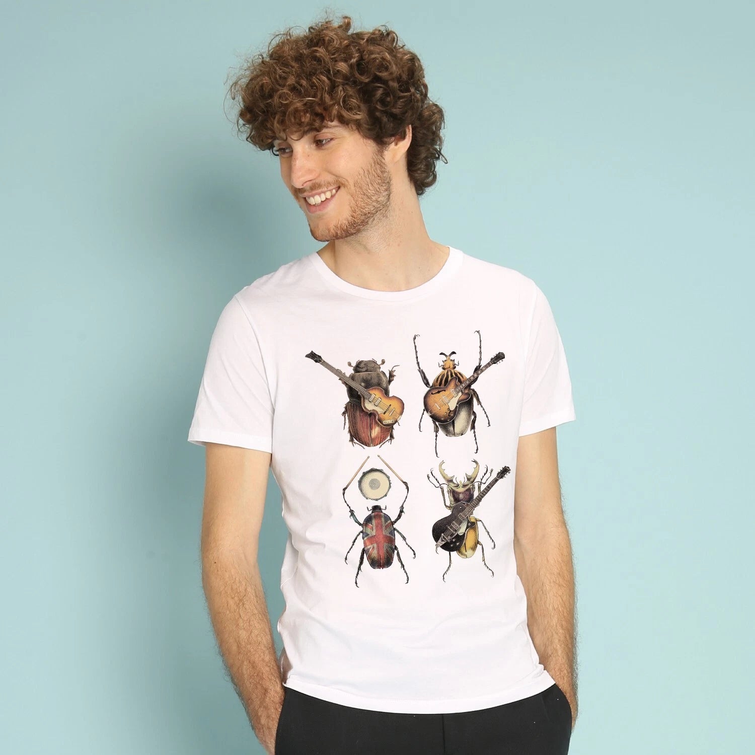 Men's Short Sleeve T-Shirt White, BEETLES