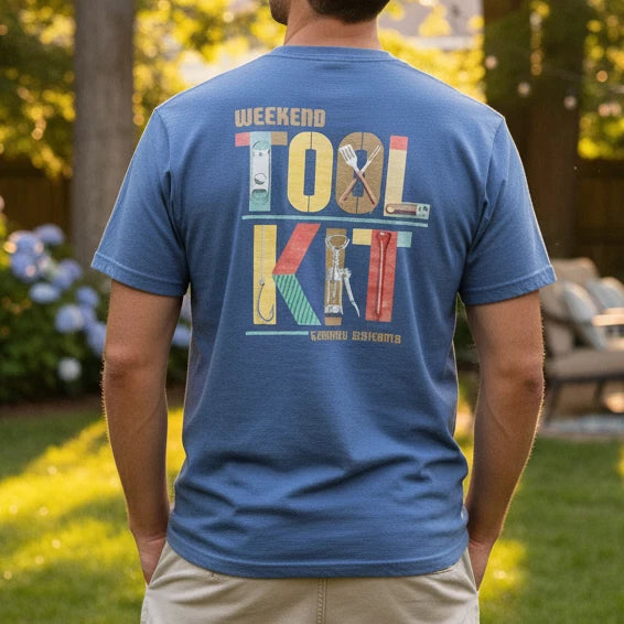 Tommy Bahama Relax Weekend Tool Kit T-Shirt Men’s Large Blue BBQ Beer Golf Dad
