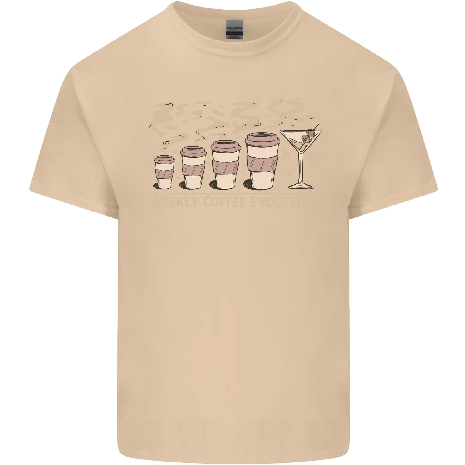 Weekly Coffee To Alcohol Evolution Wine Mens Cotton T-Shirt Tee Top