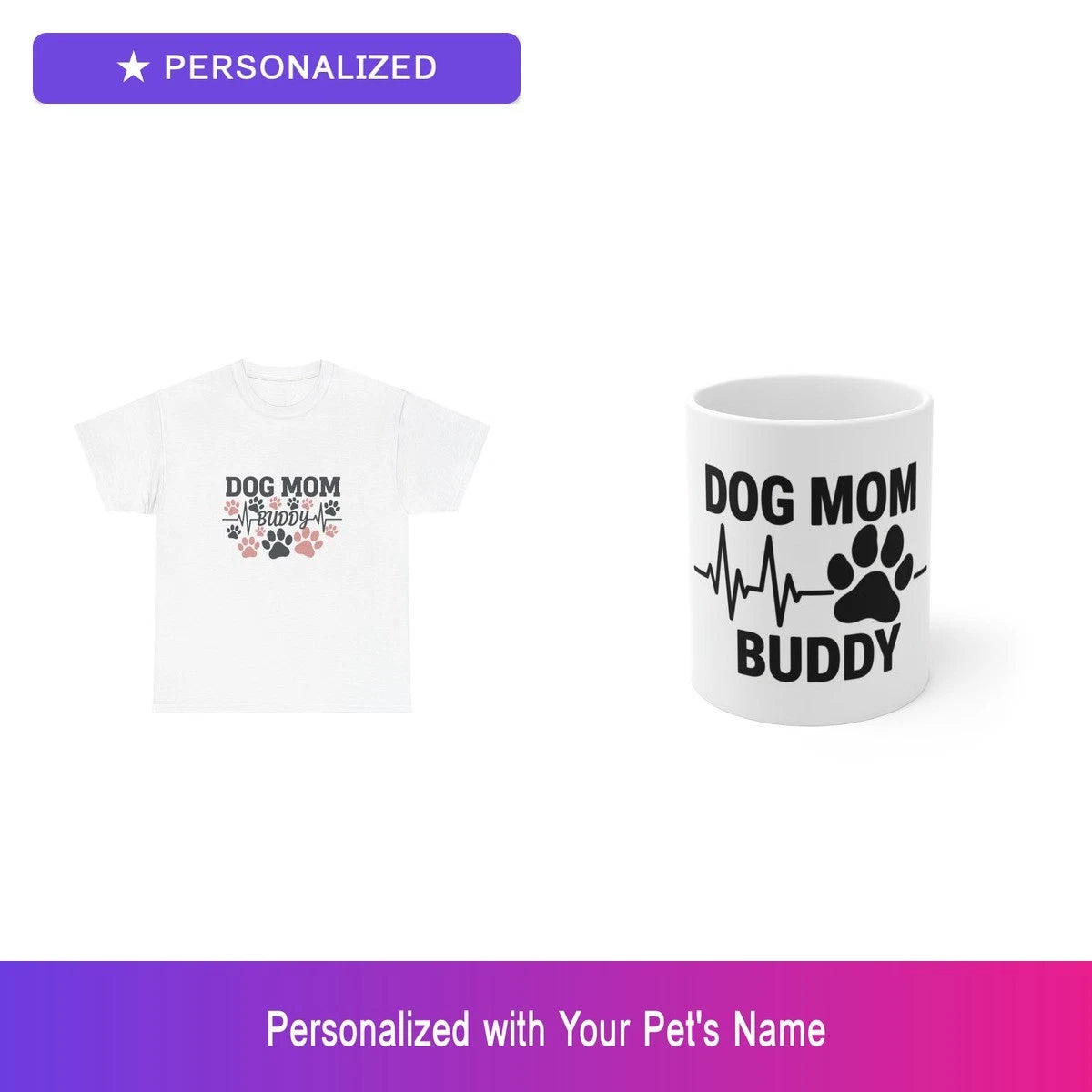 Custom Dog Gift Set Shirt Mug Personalized Pet Name Bundle Lover