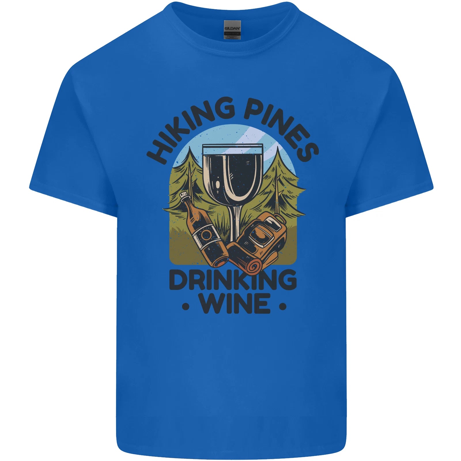 Hiking Pines Drinking Wine Funny Alcohol Mens Light Cotton T-Shirt