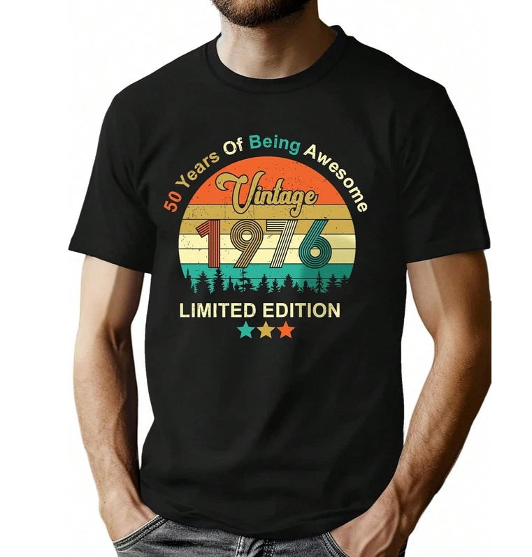Men's 50th Birthday T-Shirt Vintage 1976 50 Years Awesome Limited Edition Tee