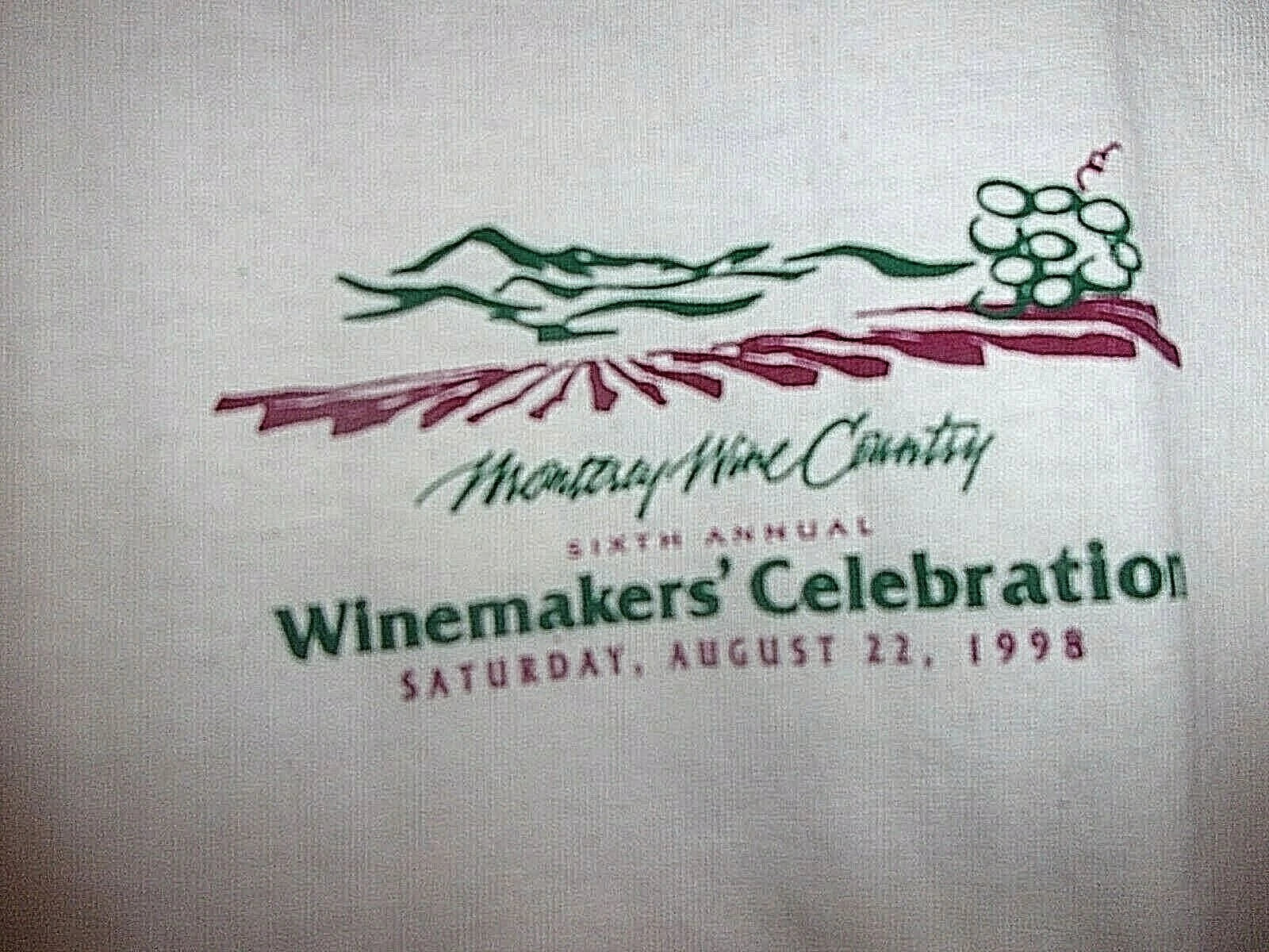 Monterey wine Country 1998 wine makers celebration XL t shirt