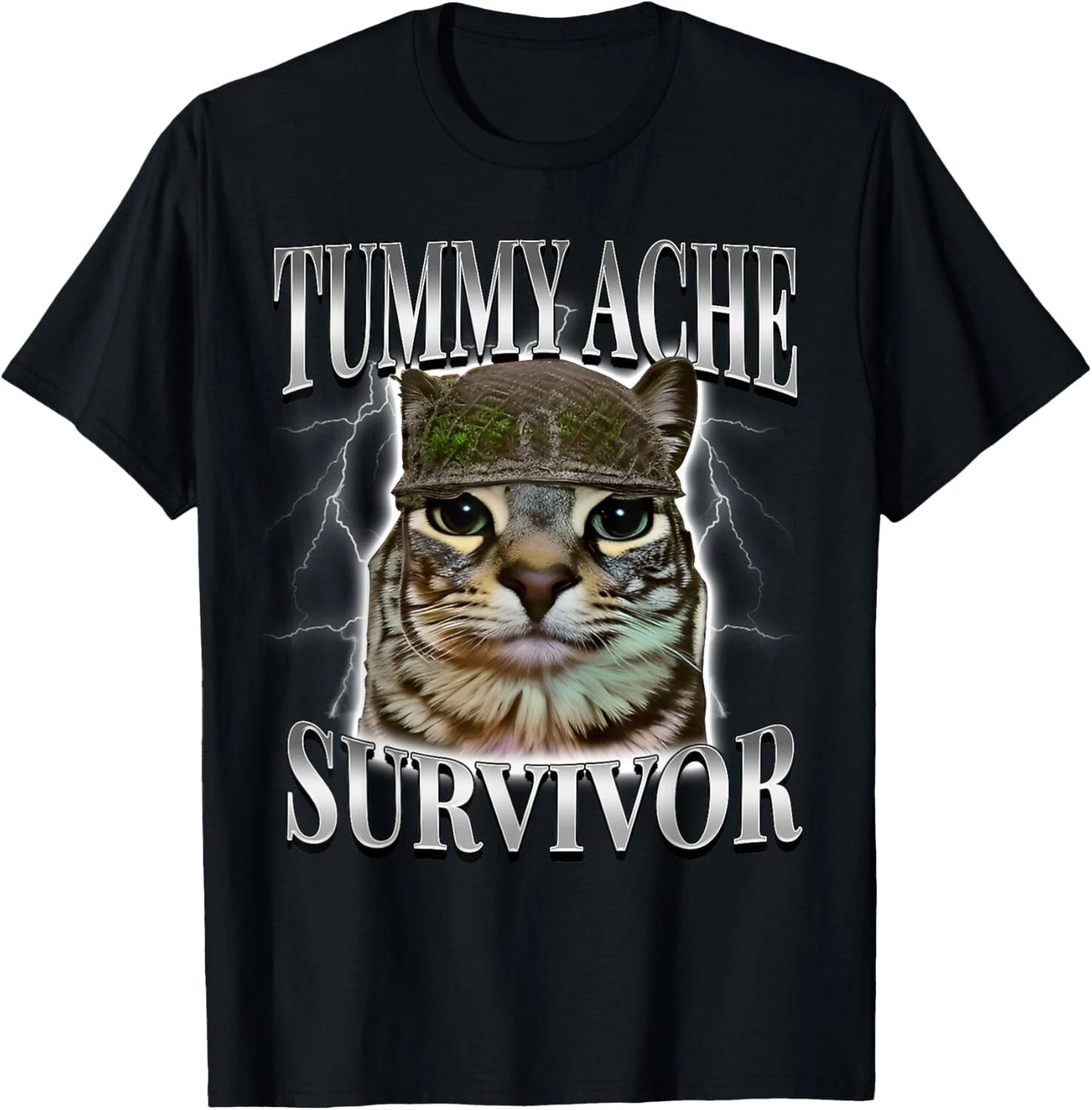 Tummy Ache Survivor Cat Meme Funny Saying Cats Animals T-Shirt unisex T-Shirt