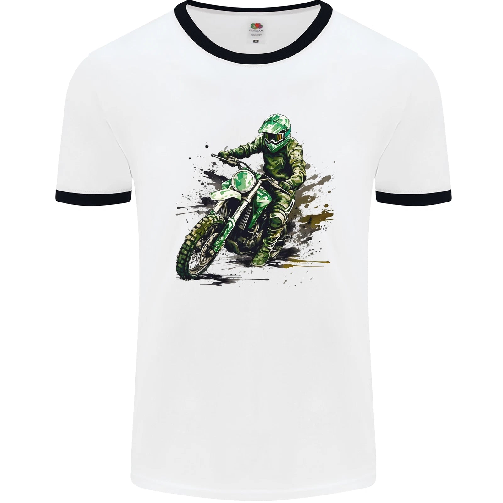 Graffiti Motorcross MotoX Motorbike Biker Mens Ringer T-Shirt
