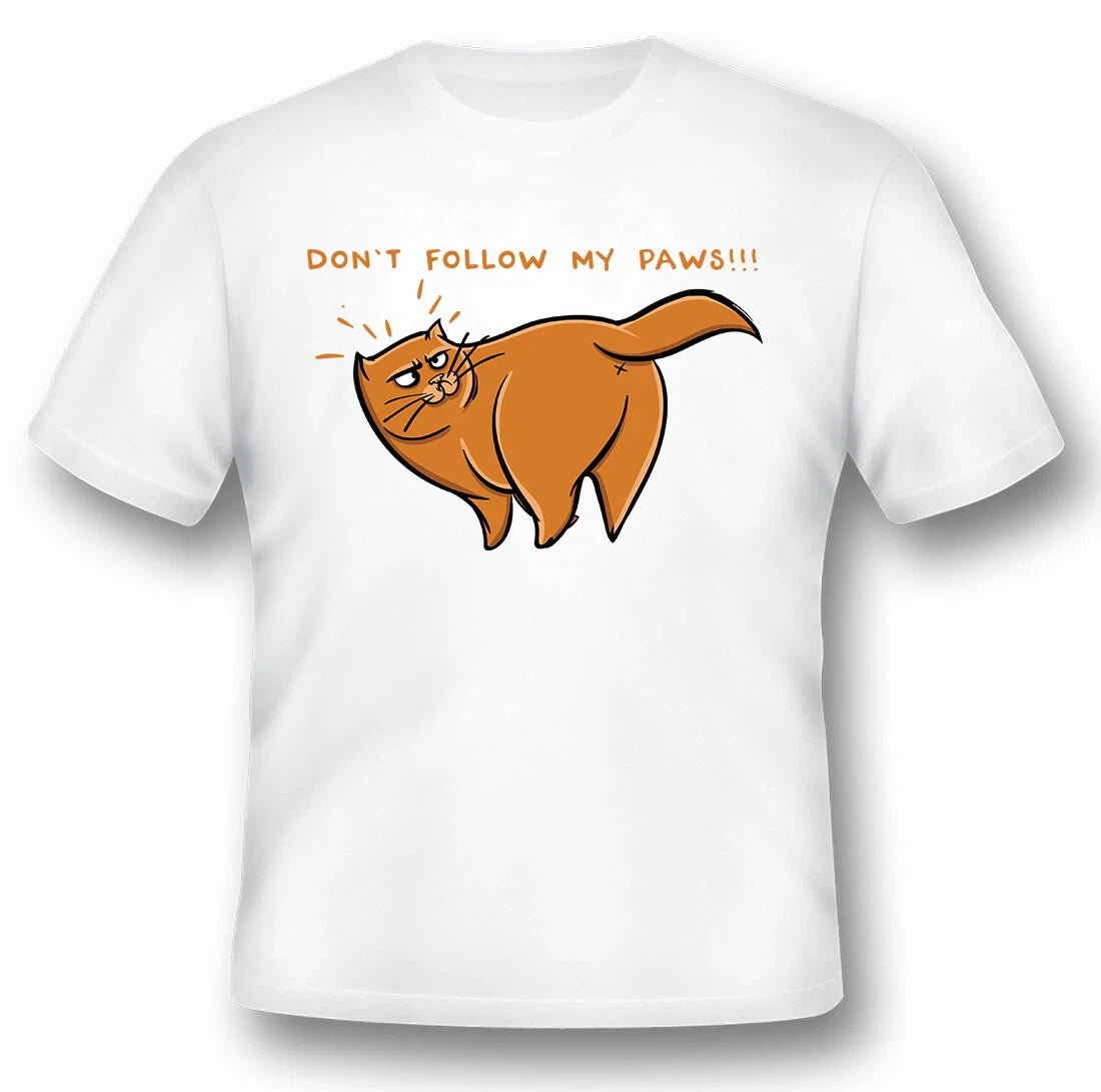 Dont follow my paws cat kitten funny black or white Tee
