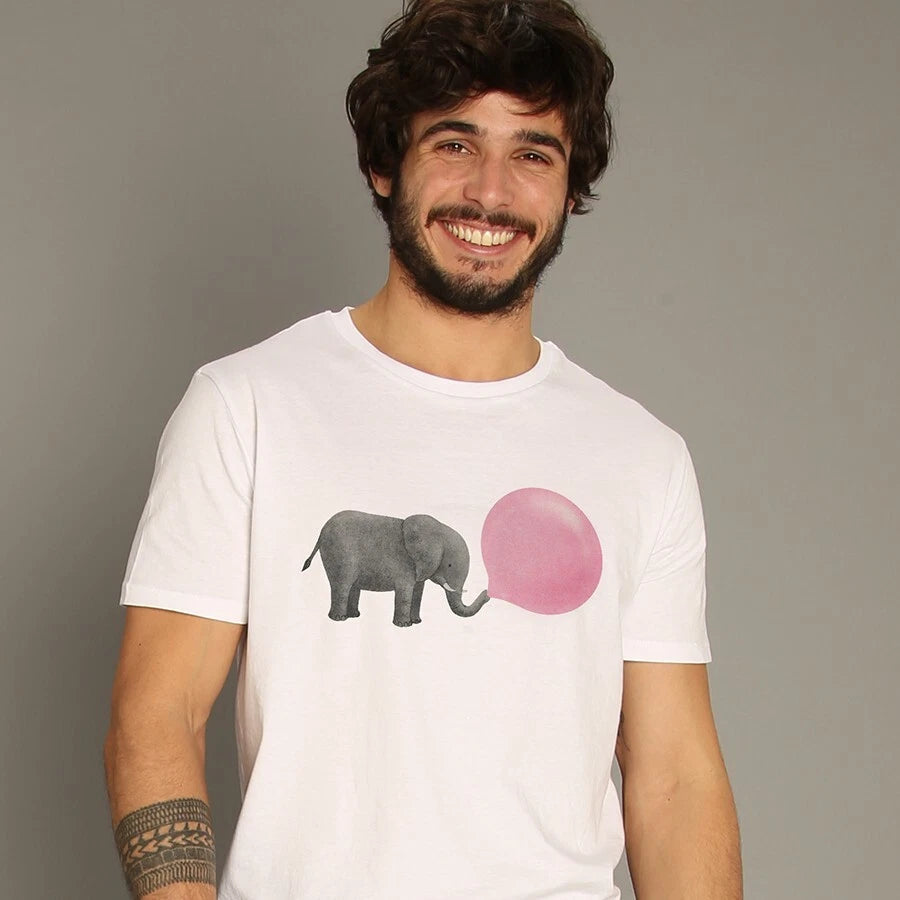 Men's Short Sleeve T-Shirt White, JUMBO BUBBLE GUM