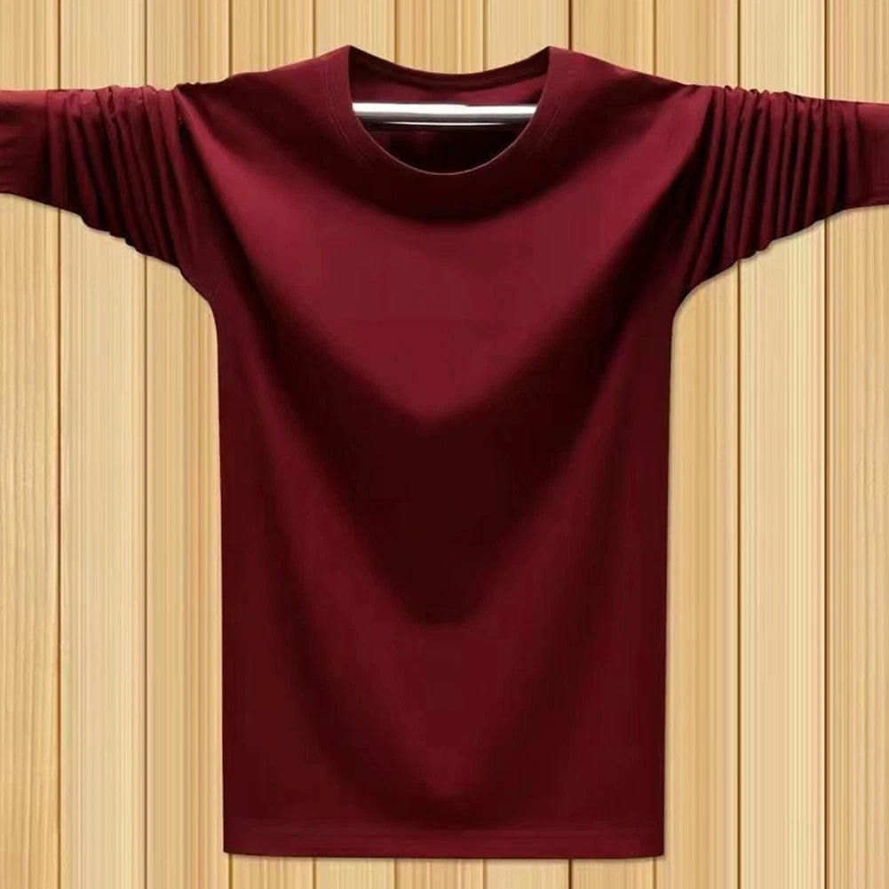 Men Cotton Long Sleeve T Shirt Round Neck Pullover Sweatshirt Casual for Autumn