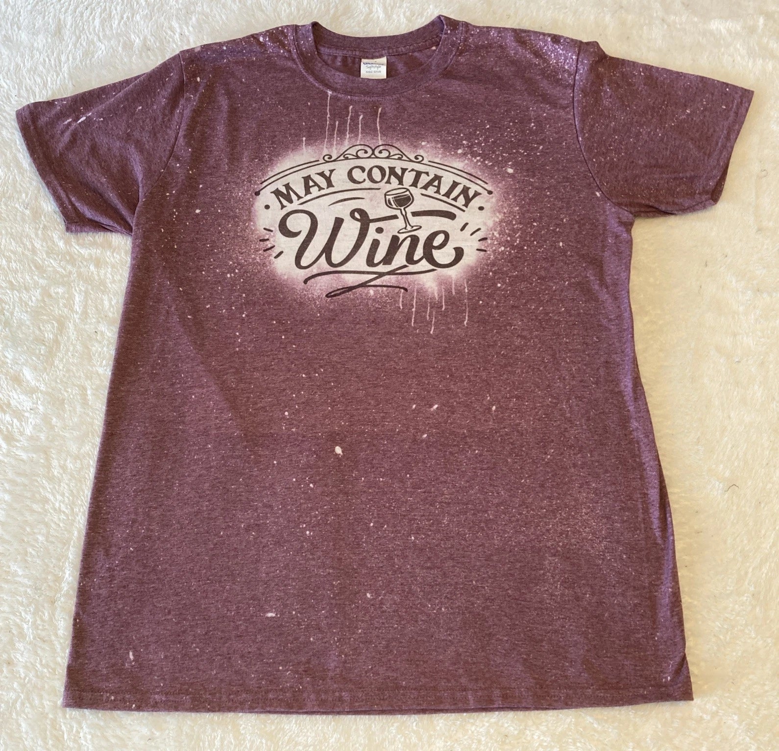 “May Contain Wine” T-Shirt Large Purple