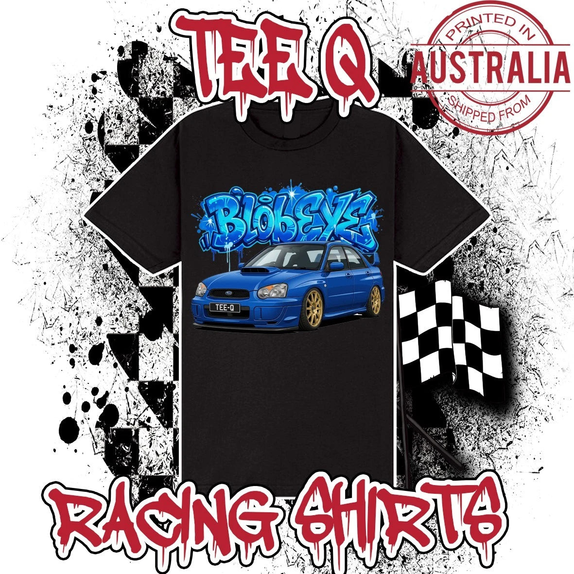 Subaru WRX Blobeye Graffiti Series ~ Black Gildan Cotton Tee JDM