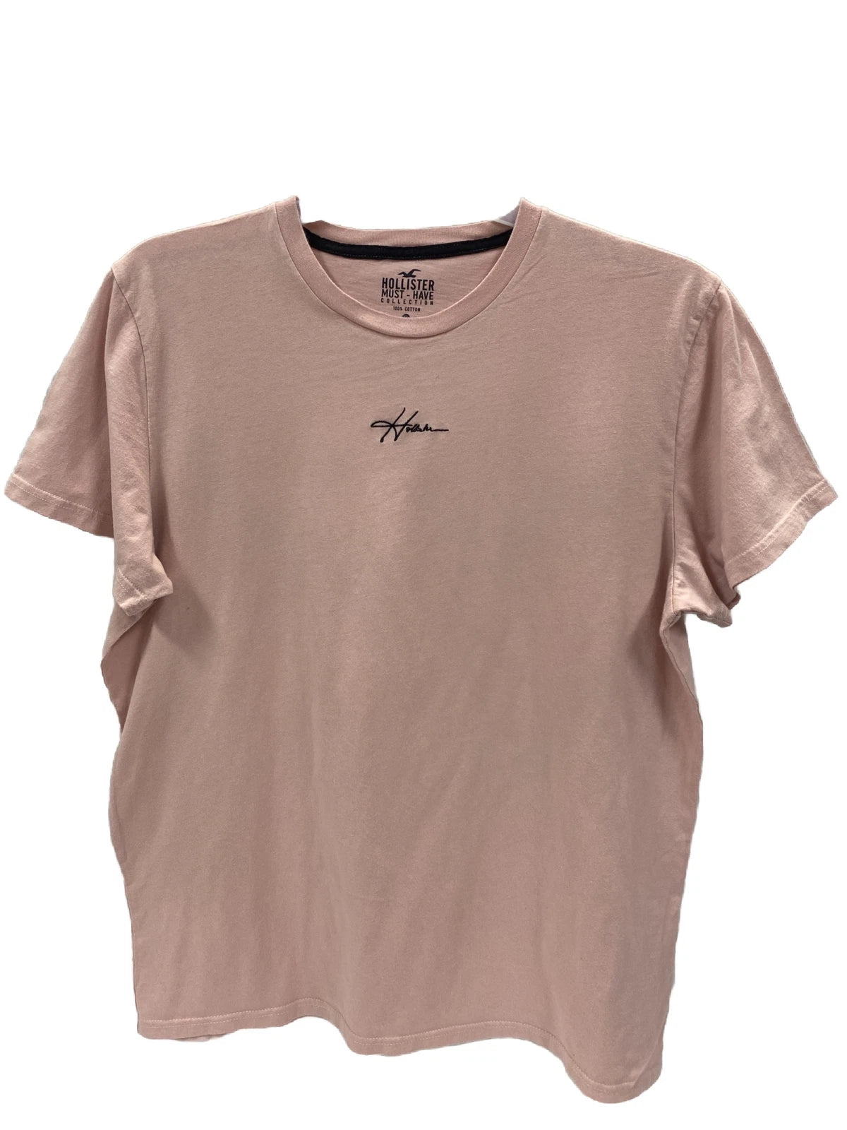 Hollister T Shirt Mens XL Beige Minimal Logo Crew Neck Short Sleeve Casual