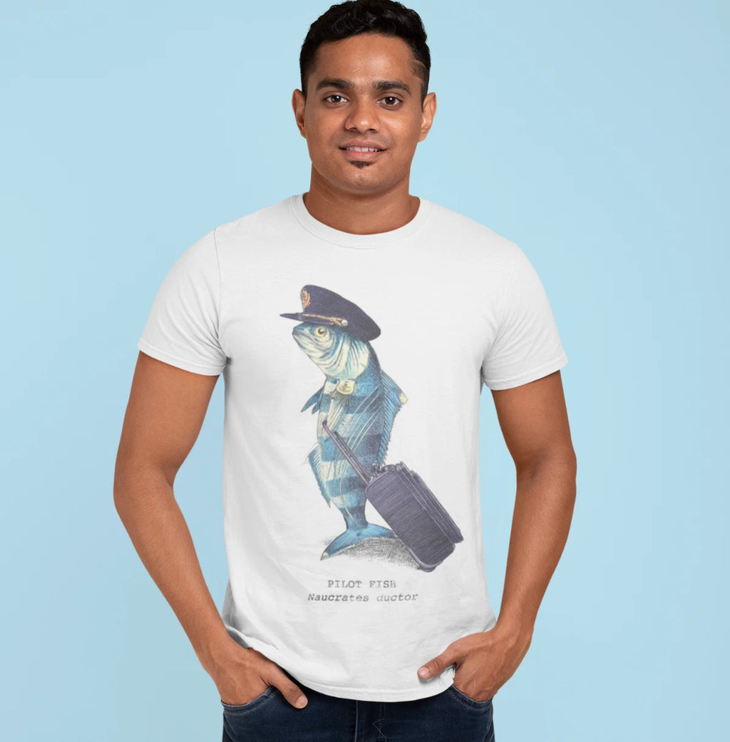 Men's Short Sleeve T-Shirt White, PILOT FISH