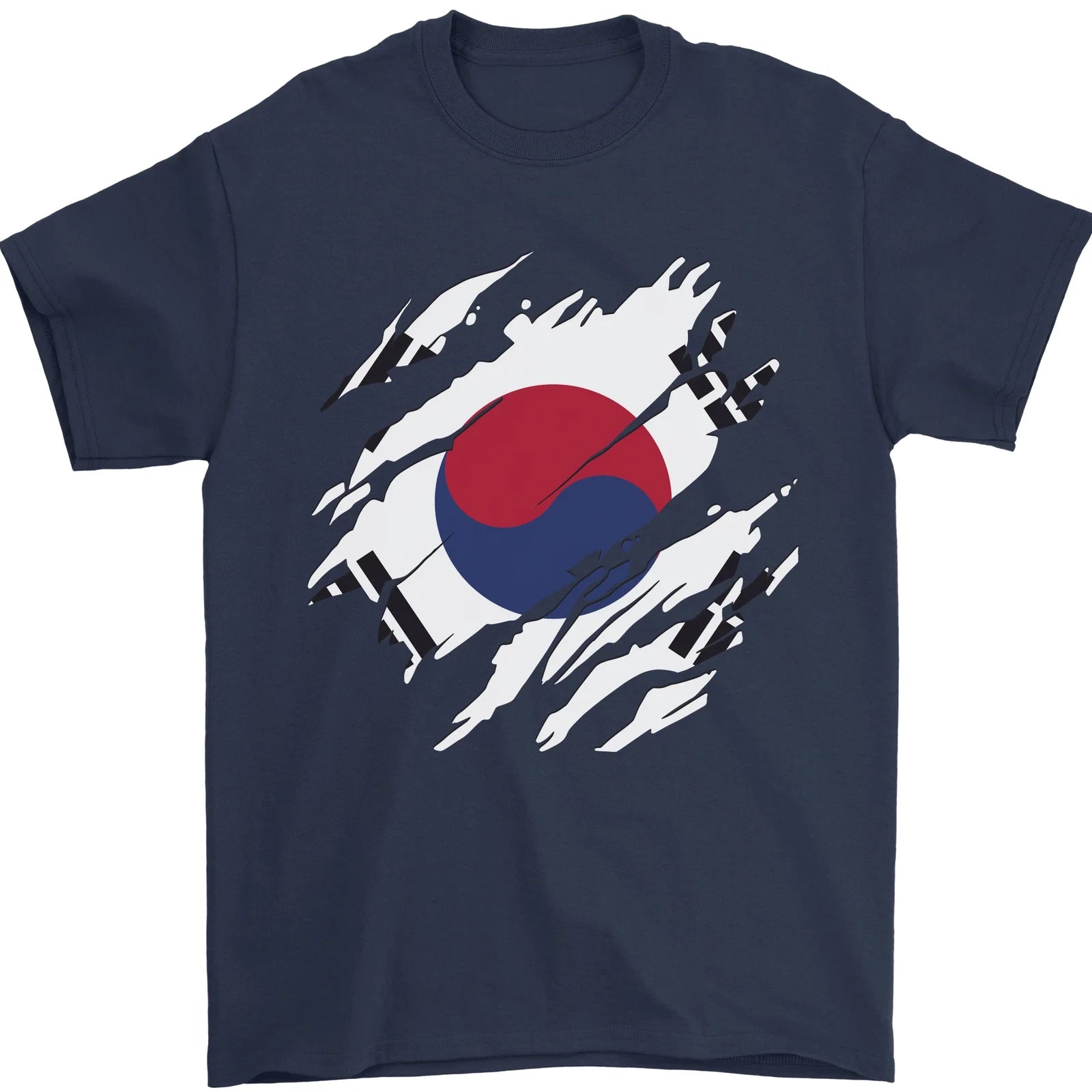 Torn South Korea Flag Korean Day Football Mens T-Shirt 100% Cotton