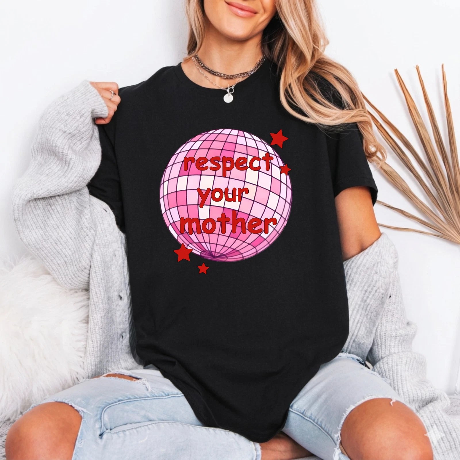 Disco Ball Respect Your Mother T-Shirt, Vintage Party Shirt, Music Lover Gift