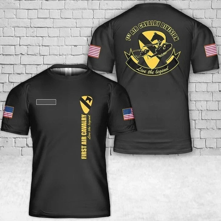 Custom Name US Army 1st Air Cavalry Division Air Cav Live The Legend 3D T Shirt