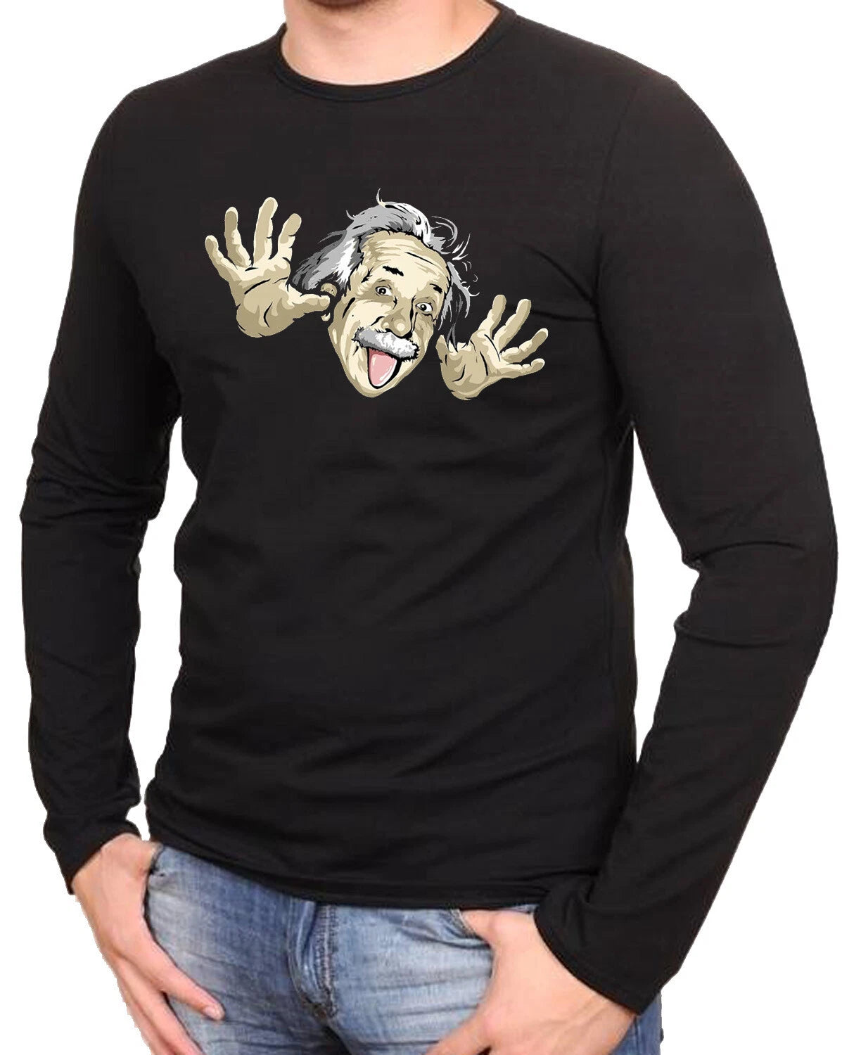 Einstein Albert black T-shirt long sleeve shirts -102-LA