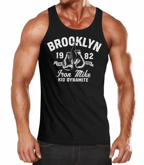 Mens Tank Top Boxing Iron Mike Brooklyn Retro Design Muscle Shirt Muscle Shirt