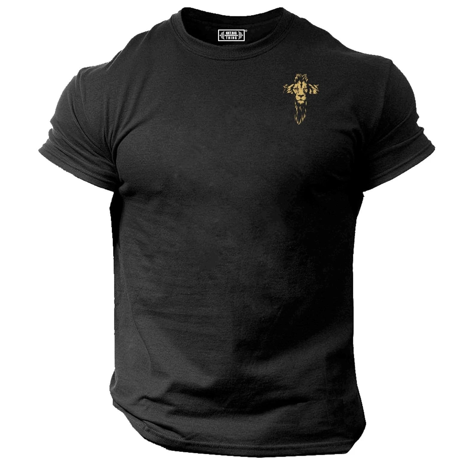 Lion Cross T Shirt Small Gym Clothing Bodybuilding Training Workout Exercise Top