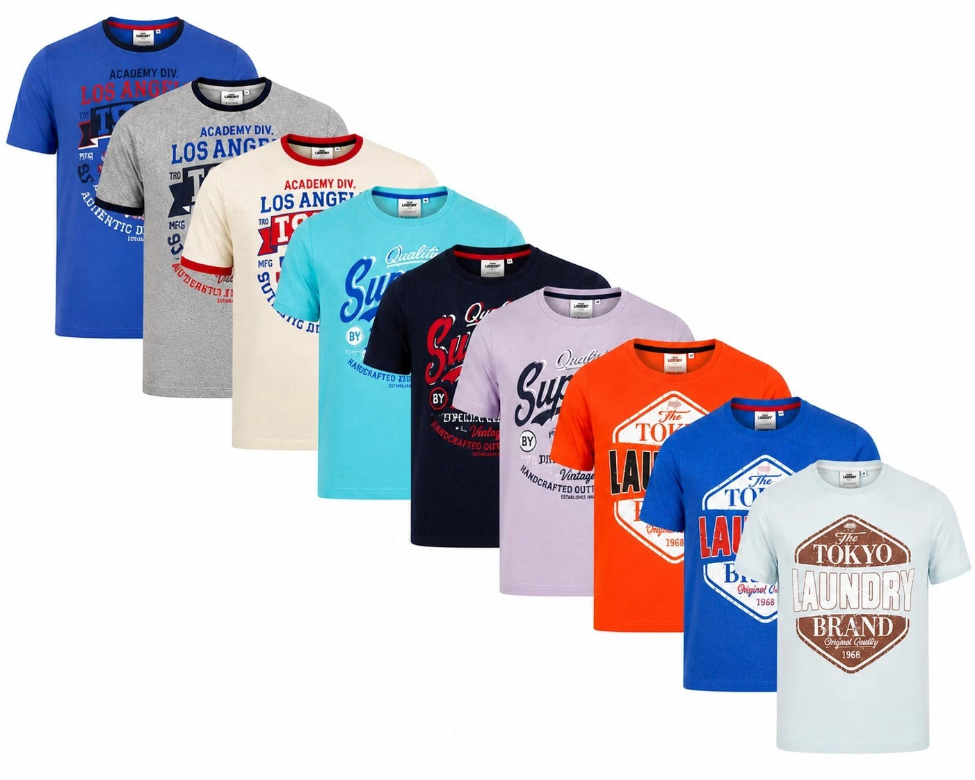 Mens T-Shirts Tokyo Laundry Graphic Print Cotton Short Sleeve Top S-XXL