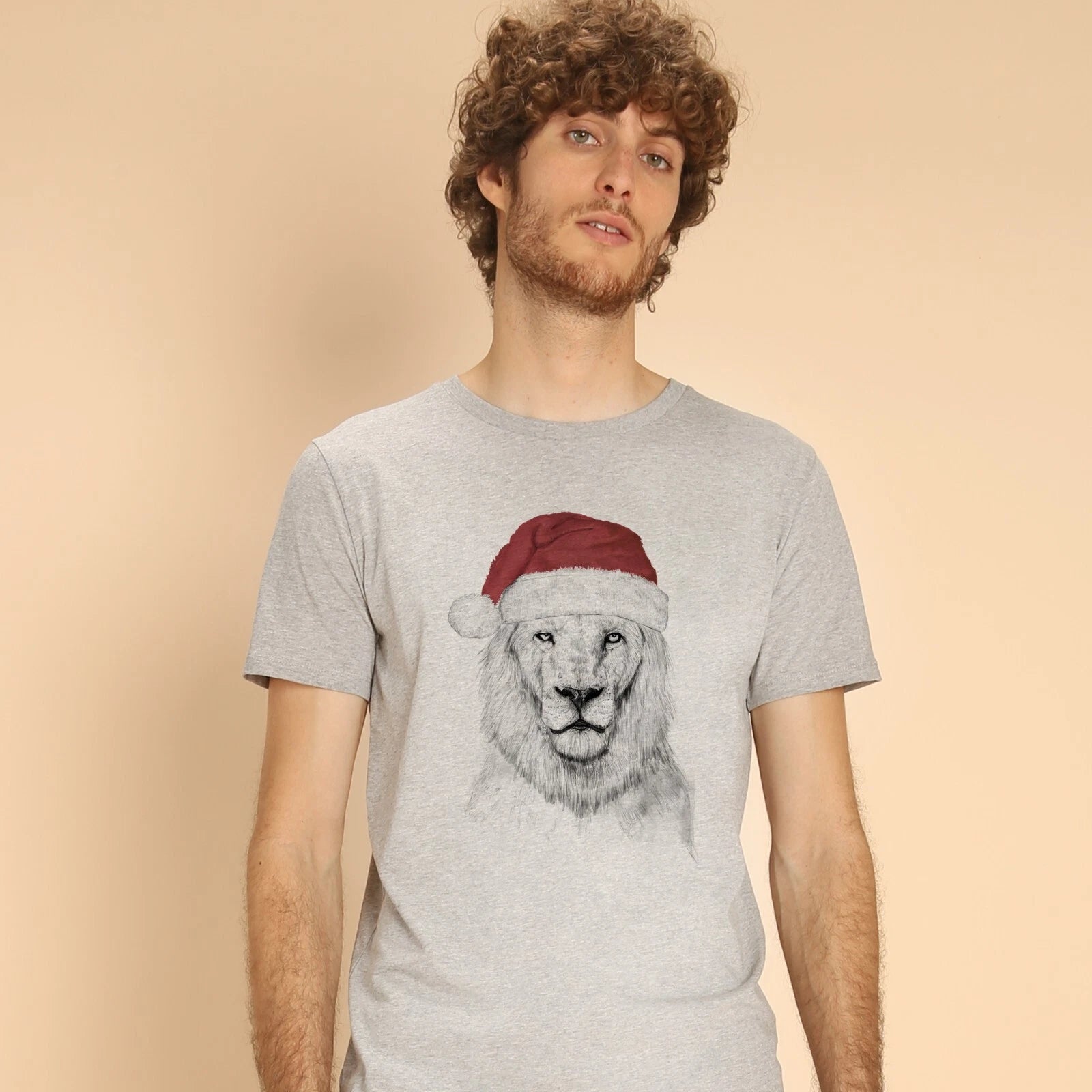 Man Sleeves short - . Santa Lion Gray