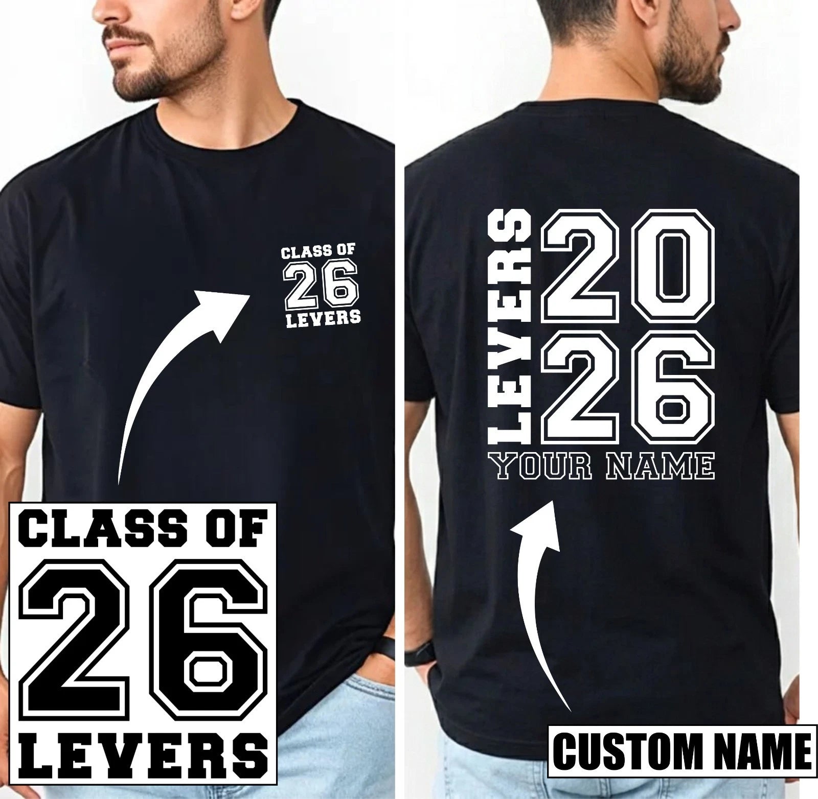 Personalised Class of 2026 Leavers T-Shirt Custom Name School Leavers Gift Top