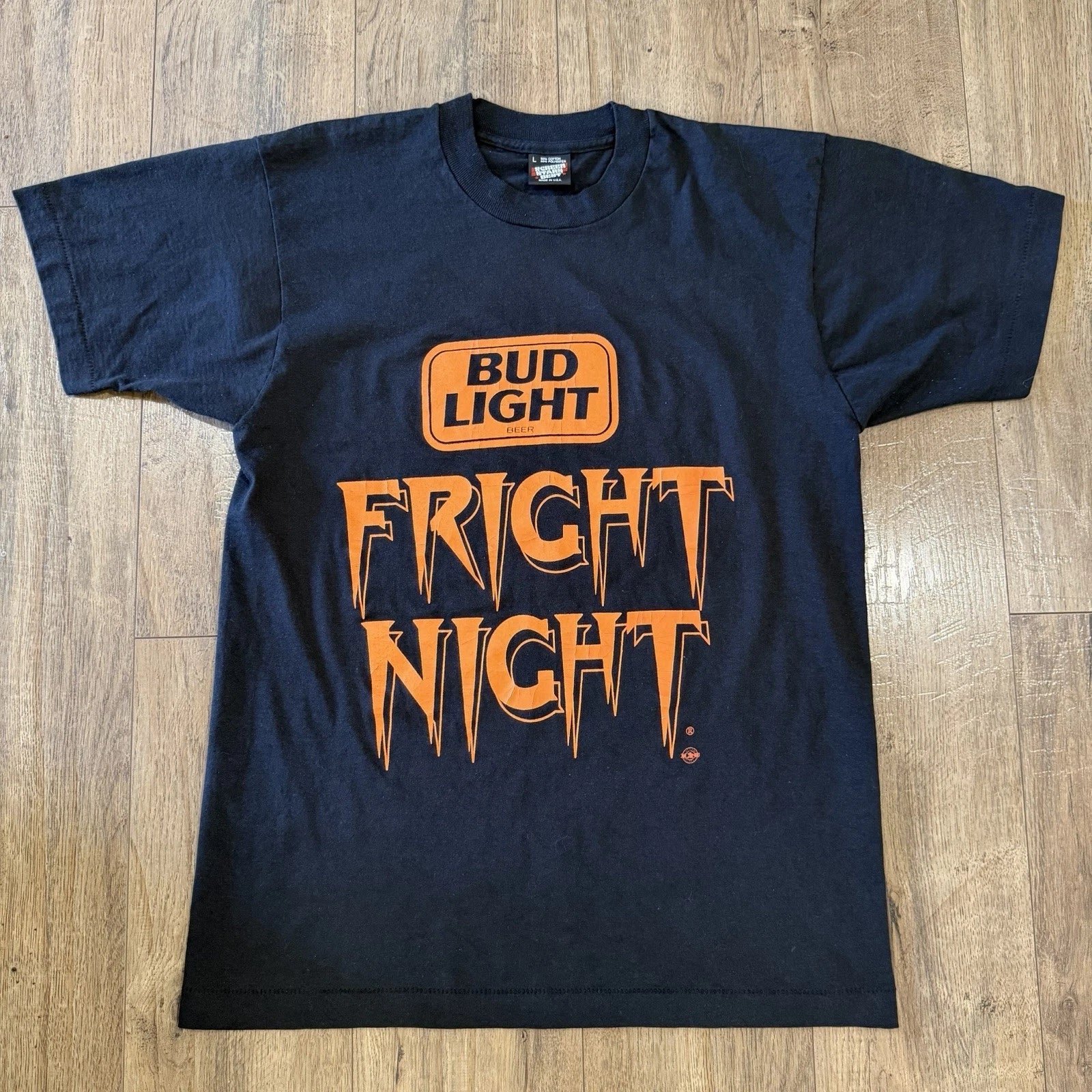 Vintage Bud Light Fright Night T-Shirt Size Large Beer Halloween 80s Spuds