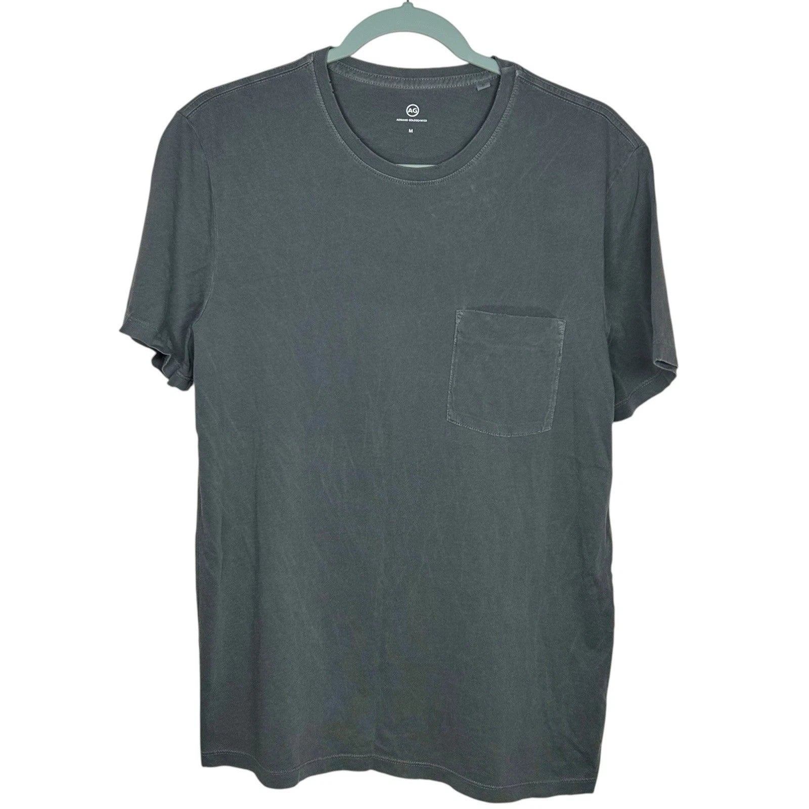 AG Adriano Goldschmied T-Shirt Mens Medium Gray Grunge Pocket Tee Distressed NEW