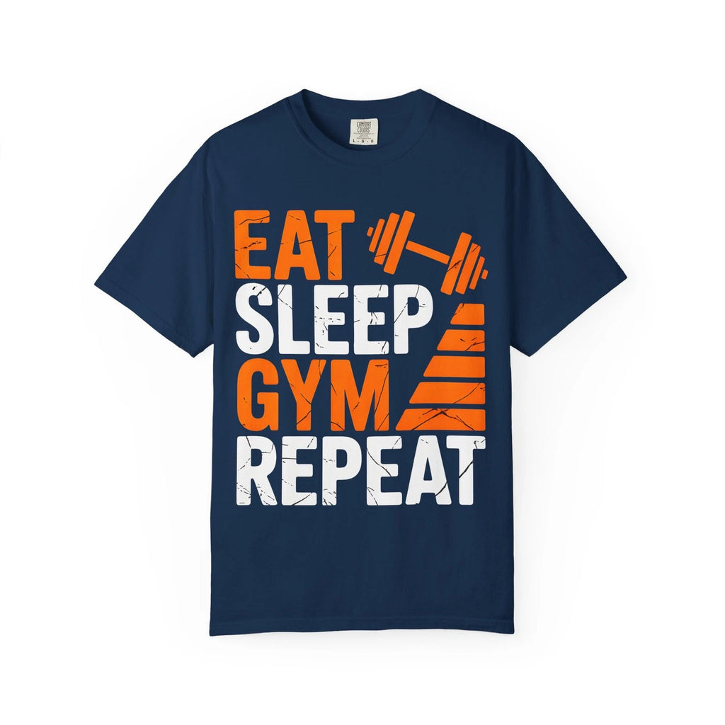 Eat Sleep Gym Repeat TShirt Fitness Workout Motivational Graphic Lightweight Tee
