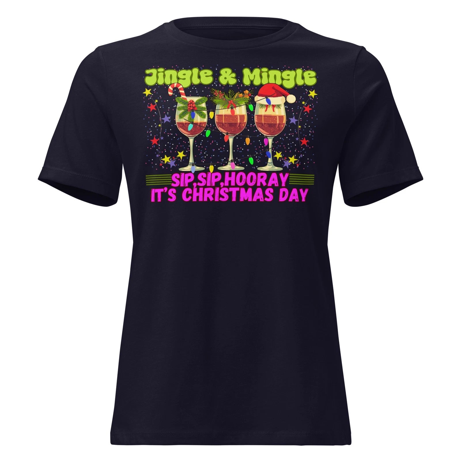 Women's Relaxed T-Shirt/Christmas Wine T-Shirt