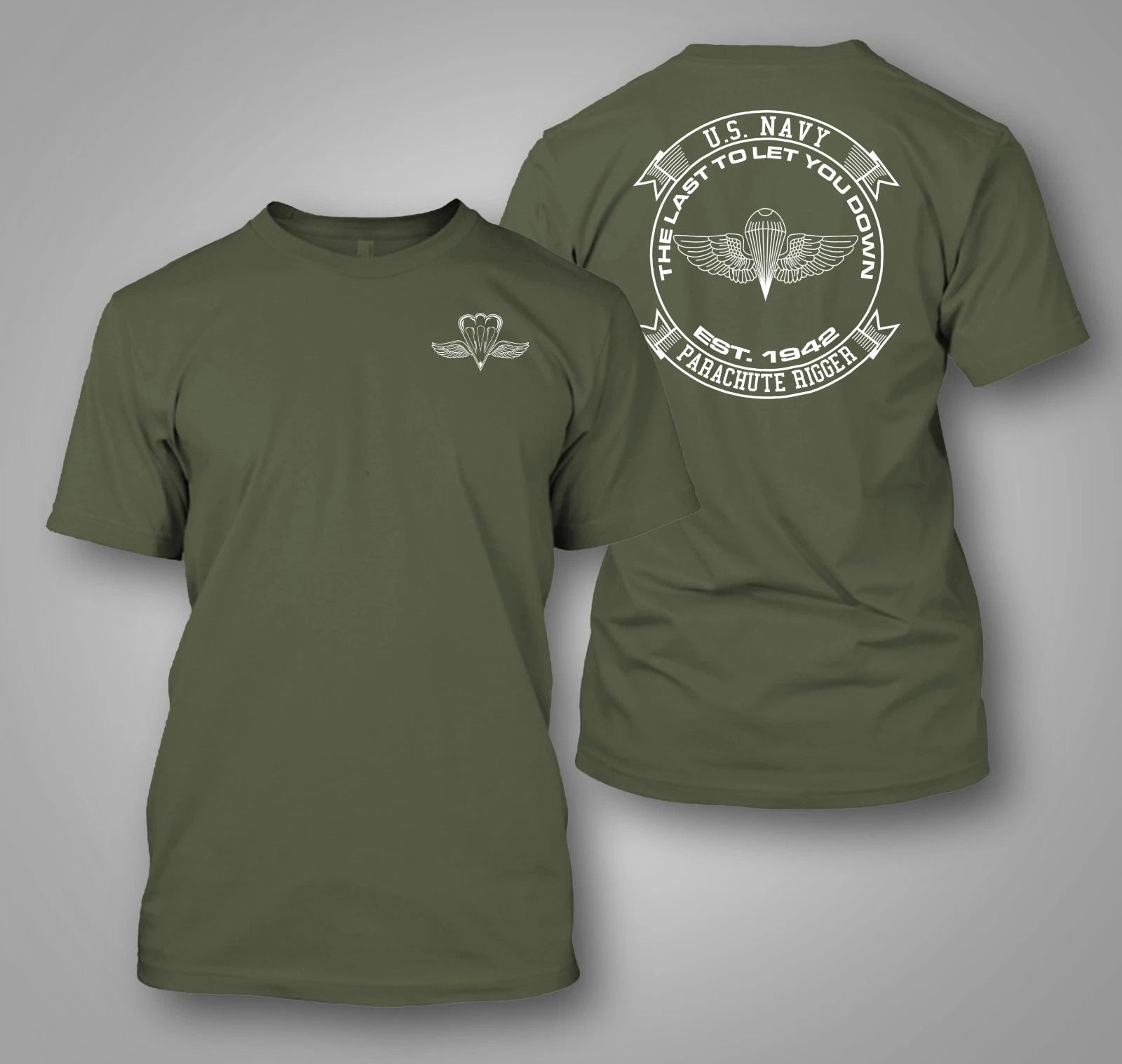 US Navy PR Parachute Rigger -  Custom Men's Back and front T-Shirt Tee