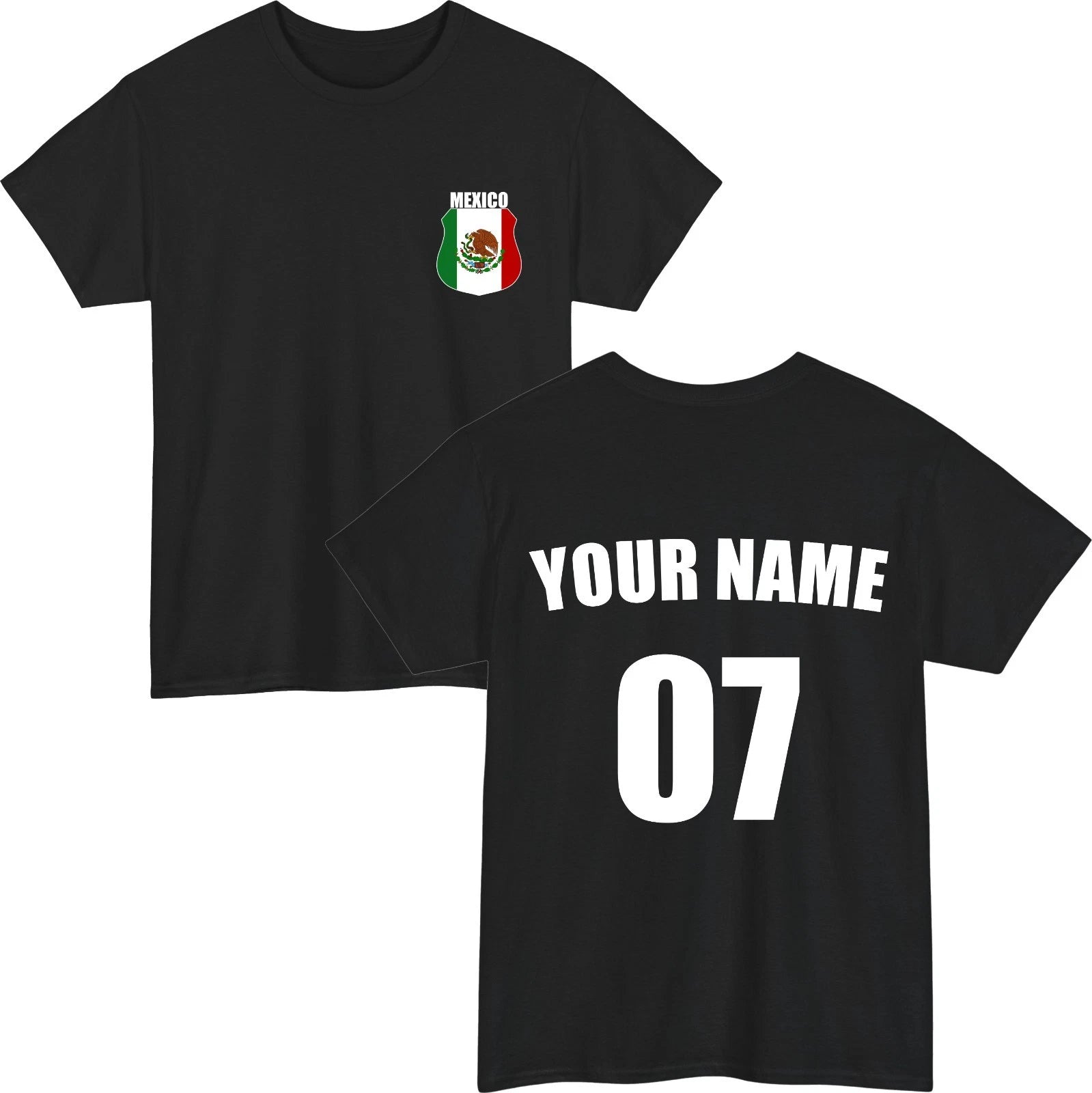 Personalised Mexico Football T-Shirt Custom Name Number Fan Gift Unisex Tee Top