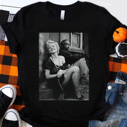 Tupac Shakur Marilyn Monroe Legends 2Pac Hip Hop Rapper Legend T Shirt Cotton