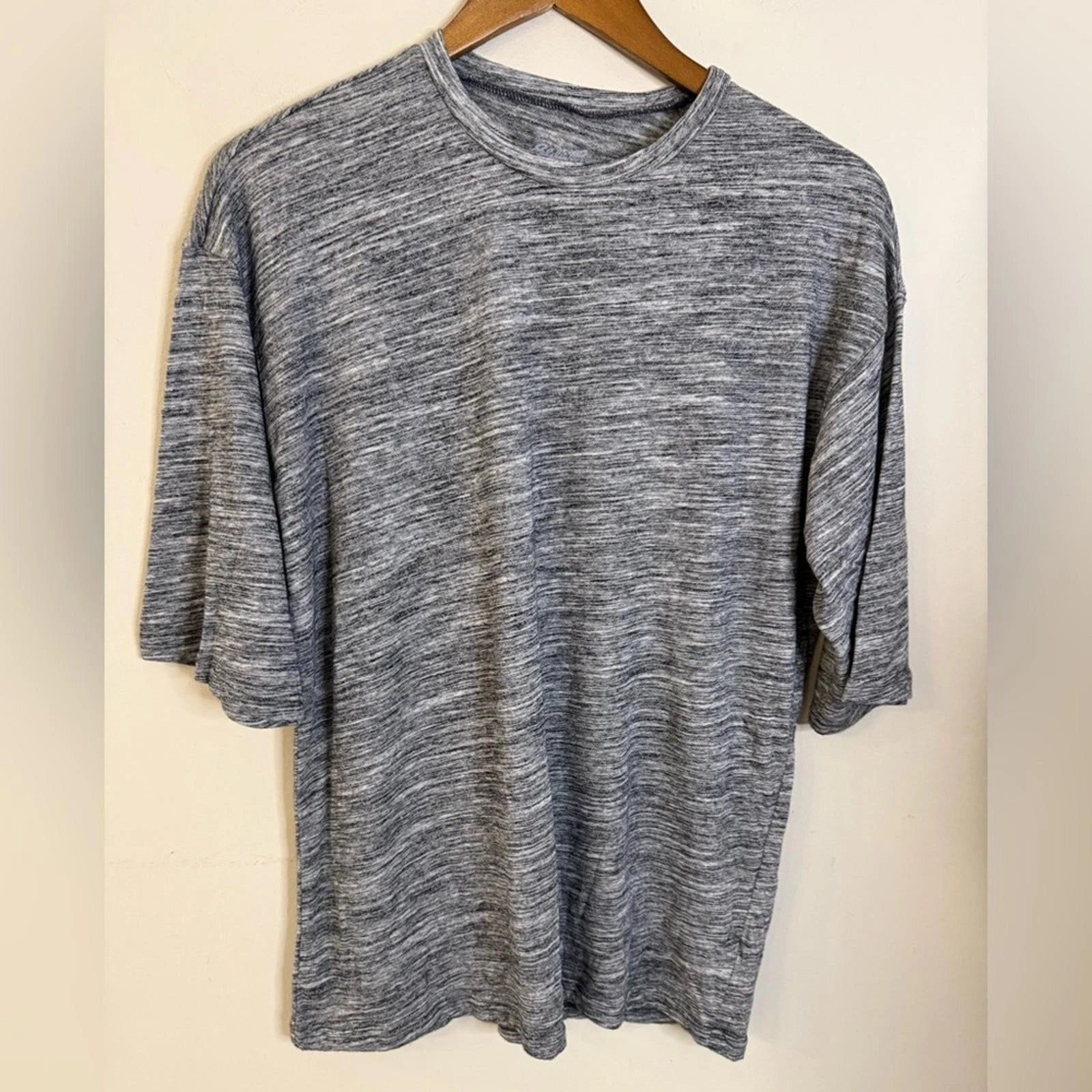 Eddie Bauer heather gray cotton tee shirt sleeves crewneck outdoors casual SZ M