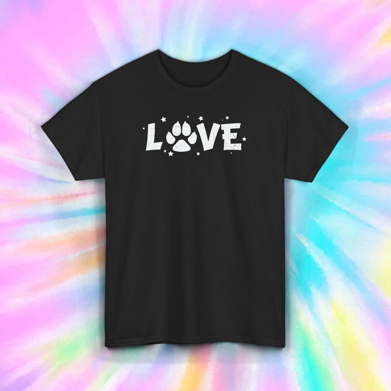 Love Paw Print T-Shirt Cute Pet Owner Dog Cat Rescue Tee S-5XL