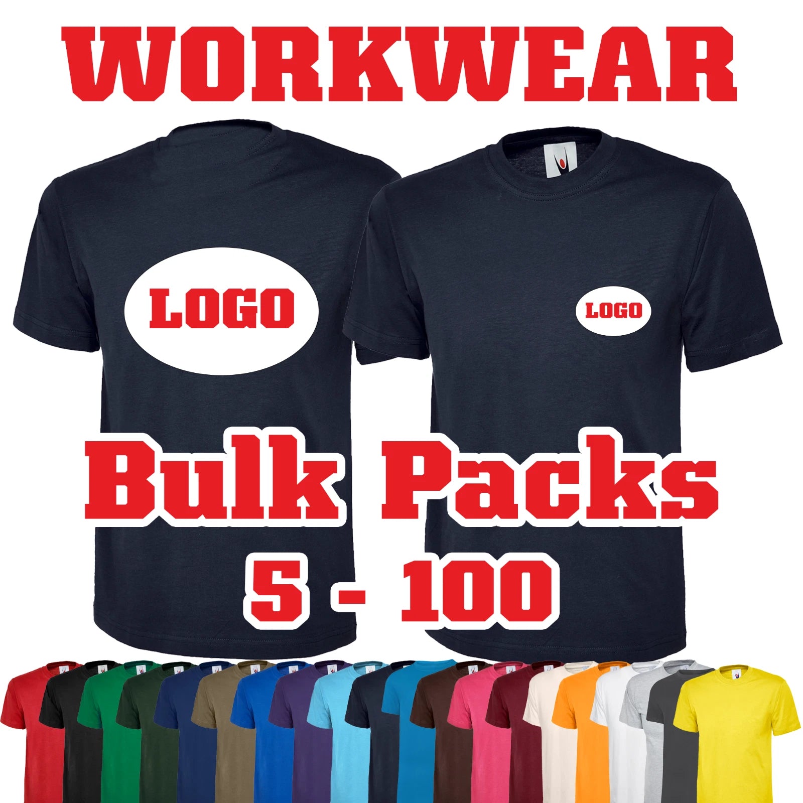 Printed Workwear T Shirt Bundle Personalised for Unisex Company Work Uniform Lot