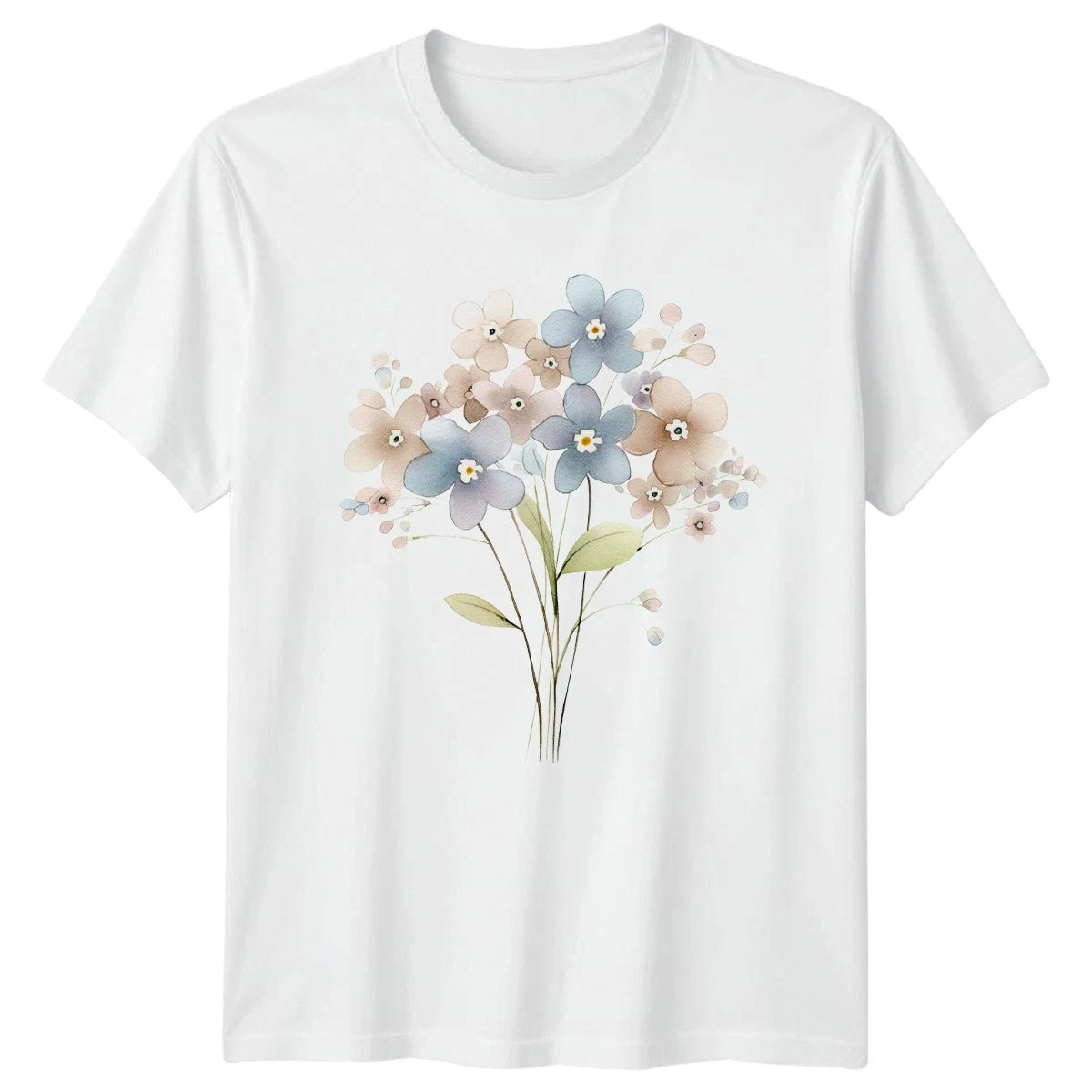 Watercolor Flowers Bouquet Nature Floral Men Womens Graphic Tee