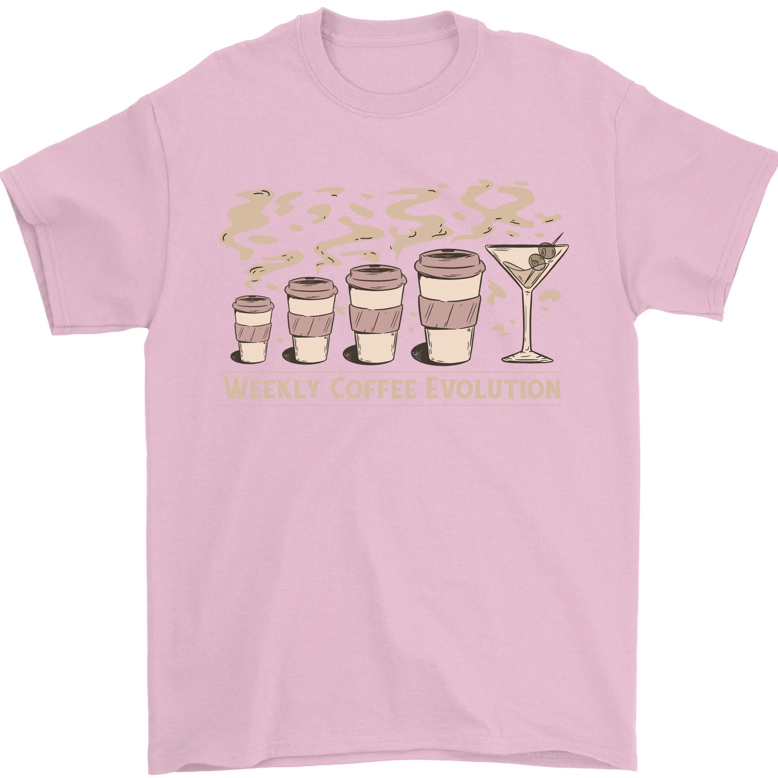 Funny Weekly Coffee to Alcohol Evolution Wine Mens T-Shirt 100% Cotton