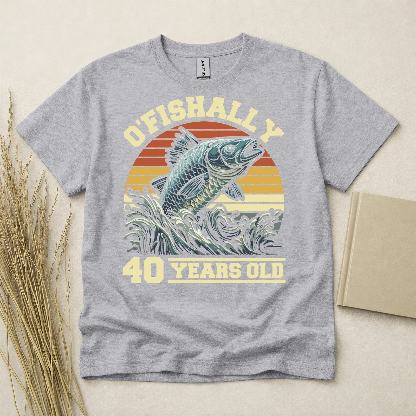 OFishally 40 Years Old Birthday T Shirt Custom Year Gift Gildan Heavy Cotton