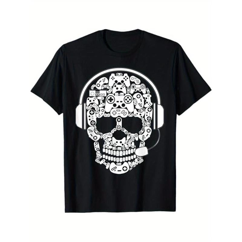 skull Gamer funny Video Game men Boys Gaming T-Shirt, 100% Cotton, Halloween Thanksgiving Christmas Gift for Men Women...