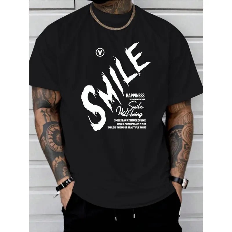 smile print tee shirt, Tees for Men, Casual Short Sleeve T-shirt for summer Made in USA Hoodie Sweatshirt | PrintMintTees.com