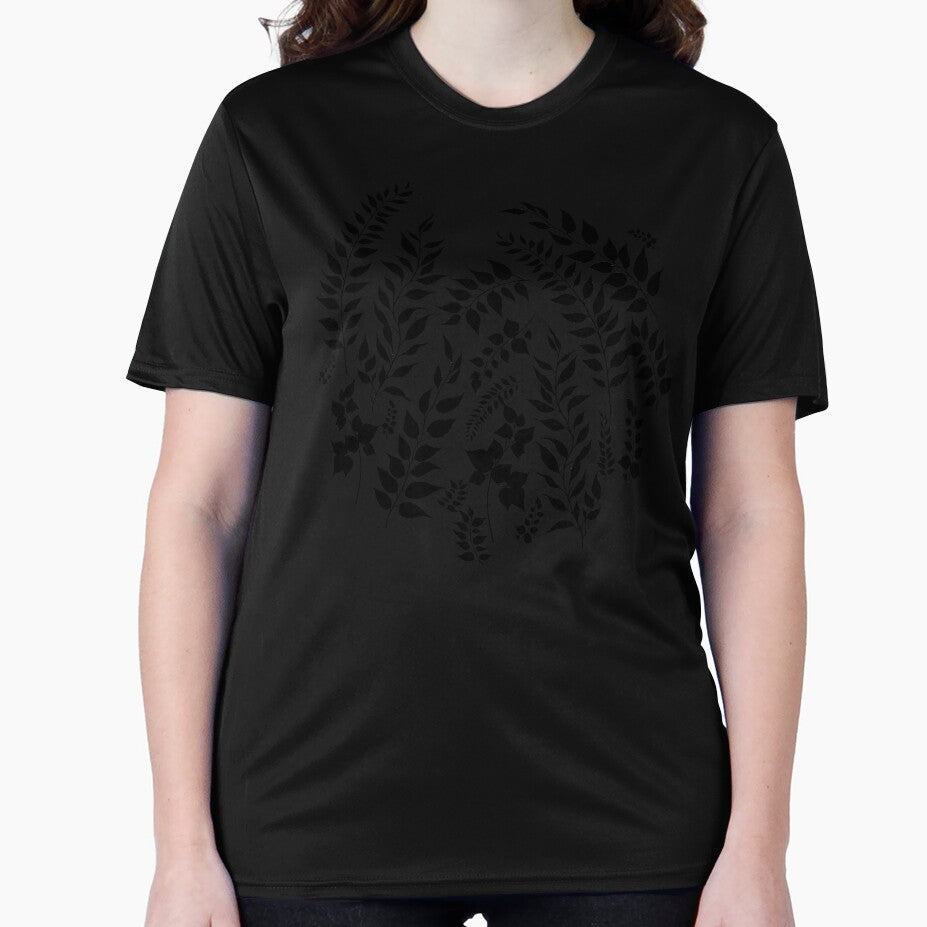 Greenery Botanical Print Black Leaves by SilverPegasus
