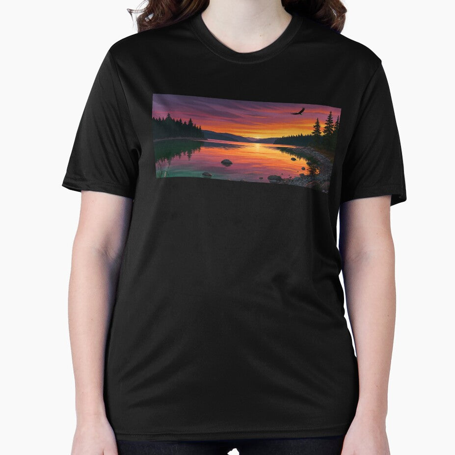 Golden Sunset Over Tranquil Lake Landscape by Articooler