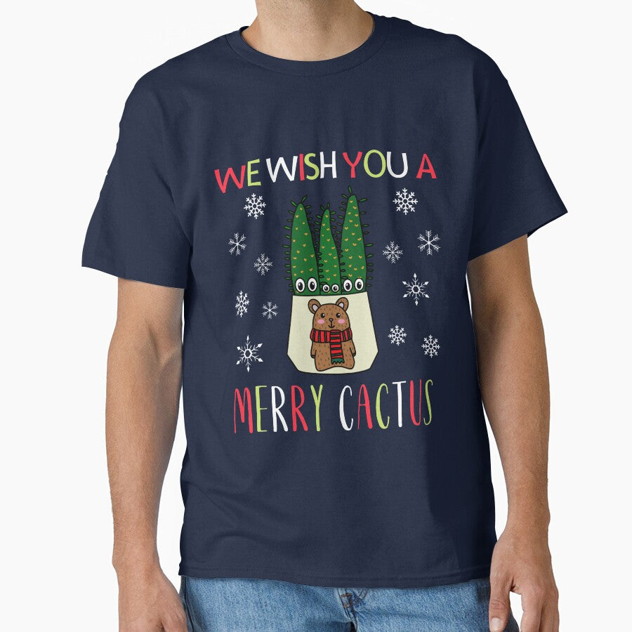 We Wish You A Merry Cactus - Eves Pin Cacti In Christmas Bear Pot by DreamCactus