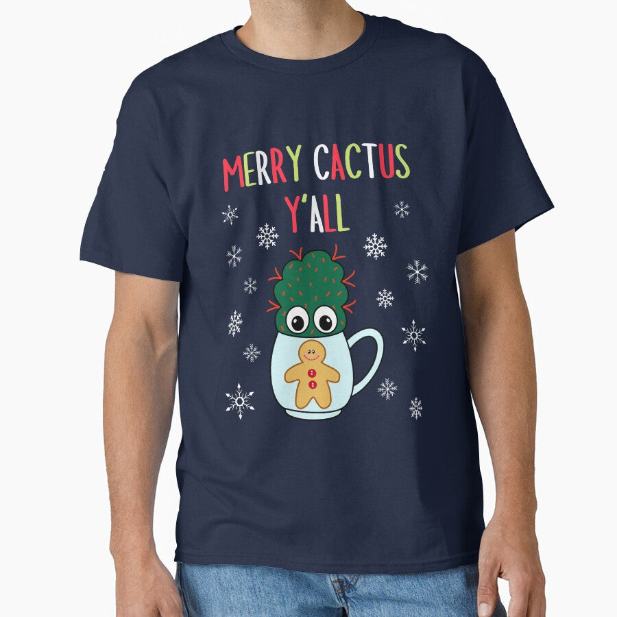 Merry Cactus Y'all - Small Cactus With Red Spikes In Christmas Mug by DreamCactus