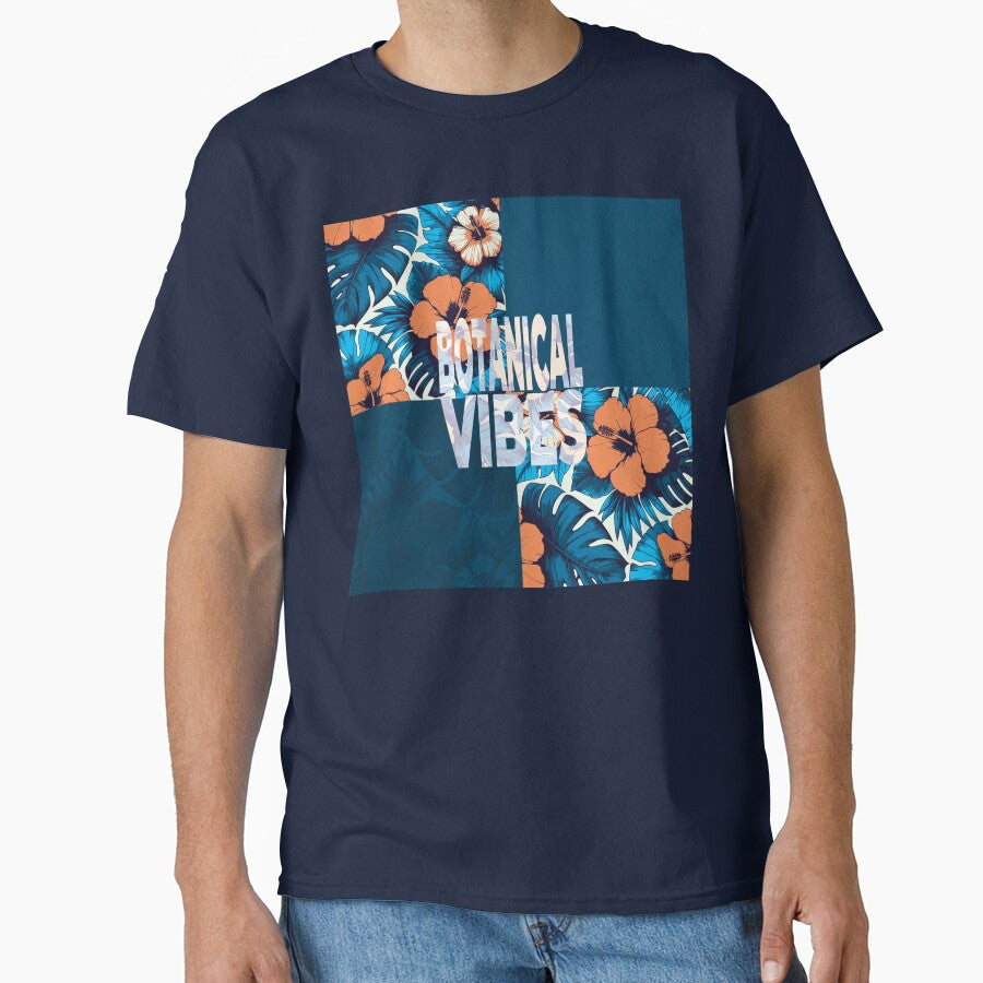 Botanical Vibes – Tropical Deep Blue & Orange Flowers Collage by InFrameVision