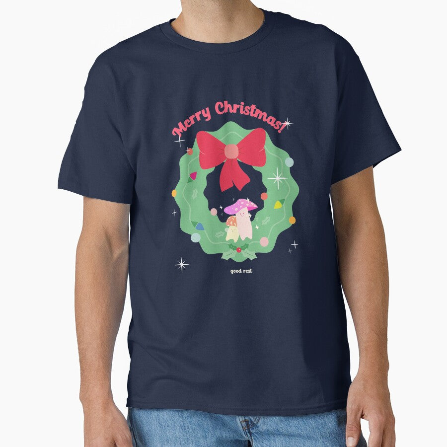 Christmas wreath with mushrooms, Funny christmas tee, funny mushroom tee, mushroom hunters, deer tee, for mushroom hunters by MushroomHunters