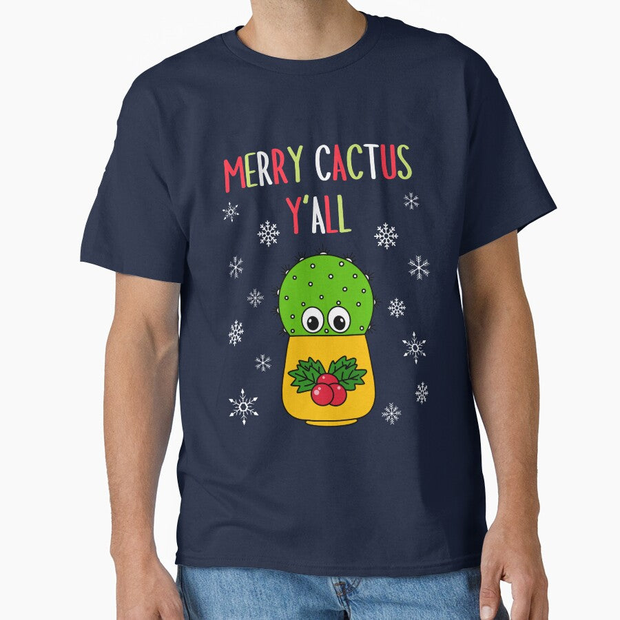 Merry Cactus Y'all  - Cute Cactus In Christmas Holly Pot by DreamCactus