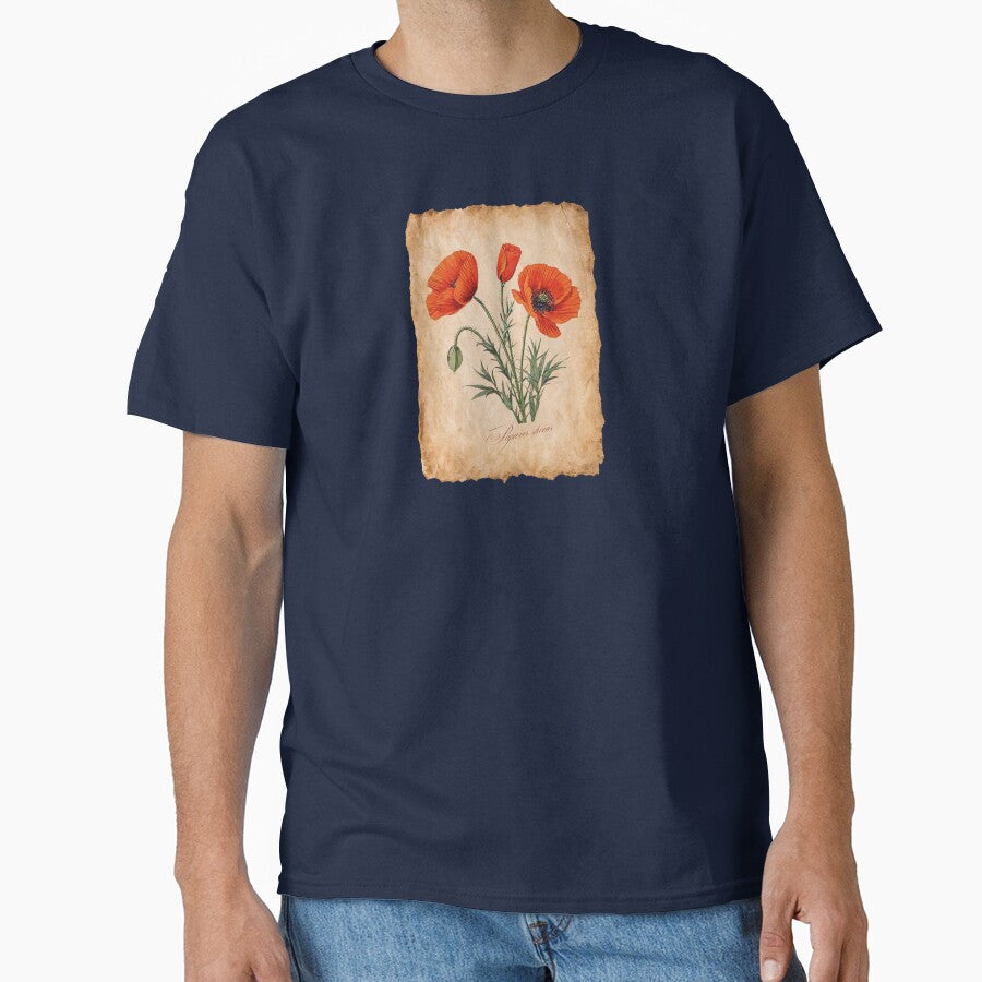 Papaver rhoeas | Botanical Illustration with Script on Vintage Parchment by ChristinePartlow