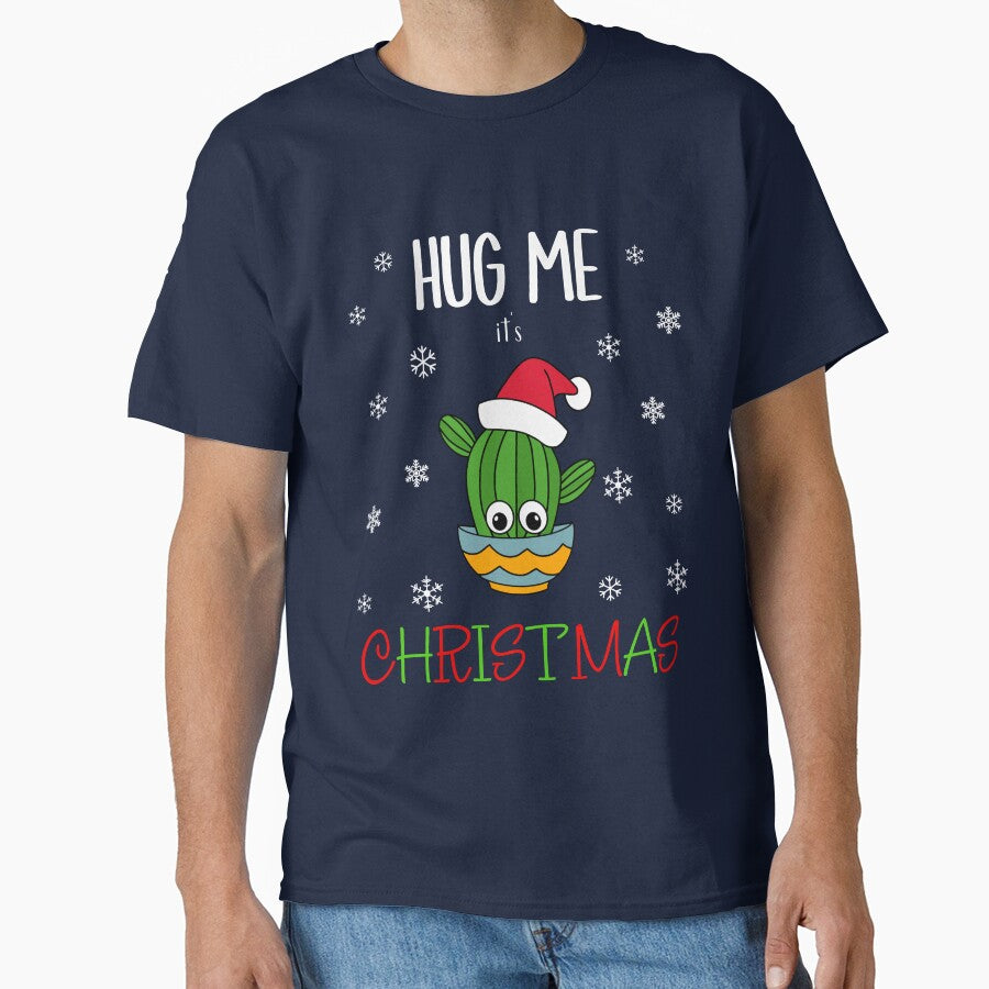 Hug Me It's Christmas - Cactus With A Santa Hat In A Bowl by DreamCactus